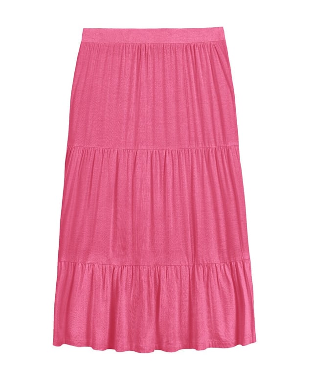 A mid length skirt with gathered tiers to add depth, dimension, and more than a little swish-factor!