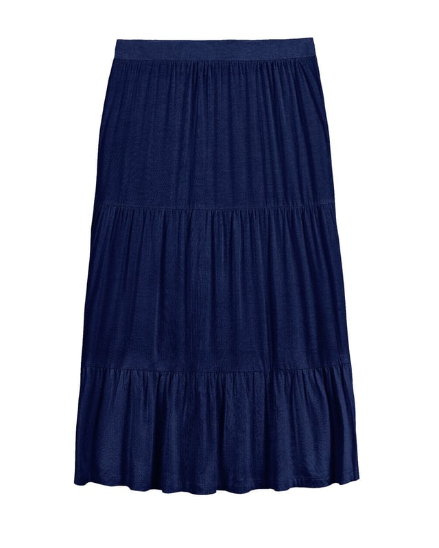 A mid length skirt with gathered tiers to add depth, dimension, and more than a little swish-factor!