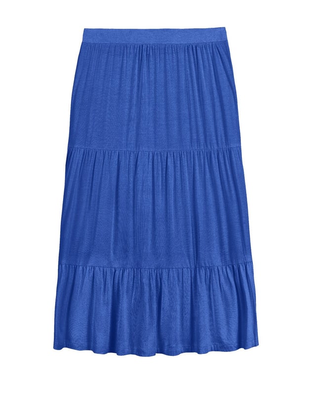 A mid length skirt with gathered tiers to add depth, dimension, and more than a little swish-factor!