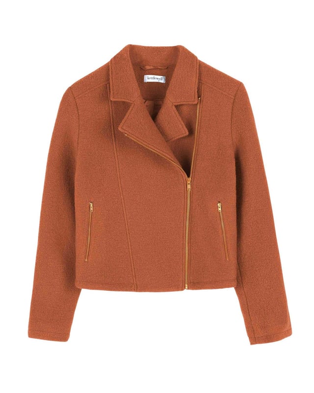 Suzie Wool Jacket Wool biker jacket style with collar and lapels