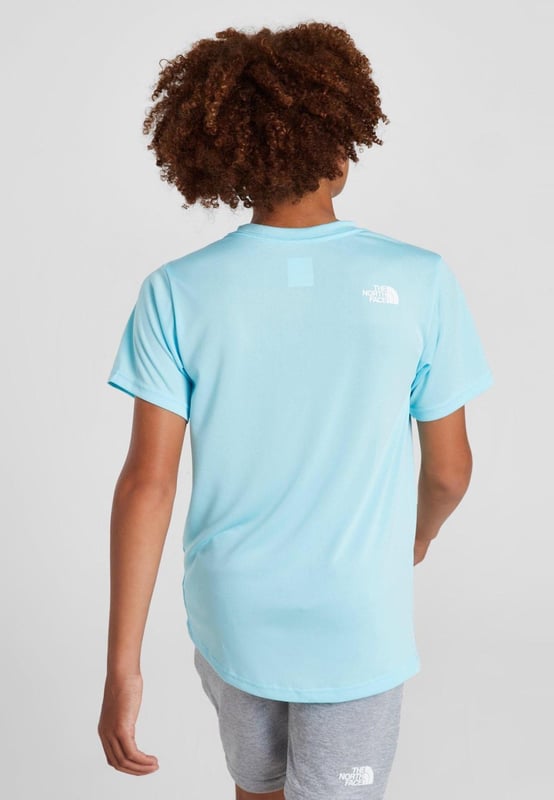 The North Face Reaxion T-Shirt Junior Boys in Atomizer Blue Upgrade your 'fits with this junior' Reaxion T-Shirt by The North Face. - - . This regular-fit tee is made with a lightweight and breathable poly fabric for easy wear. - -. It features sweat-wicking FlashDry tech for a cool feel, and a crew neckline with short sleeves for a classic cut. - - . Finished up with TNF branding to the chest and reverse shoulder. - -. Machine washable. Size Small Chest pit to pit 38 cms, length 54 cms. - -. Size Medium Chest pit to pit 40 cms, length 55 cms. - -. Size Large Chest pit to pit 42 cms, length 58 cms. - -. Size X-Large Chest pit to pit 46 cms, length 64 cms. - -. Size 2XLChest pit to pit 50 cms, length 71 cms. - -.