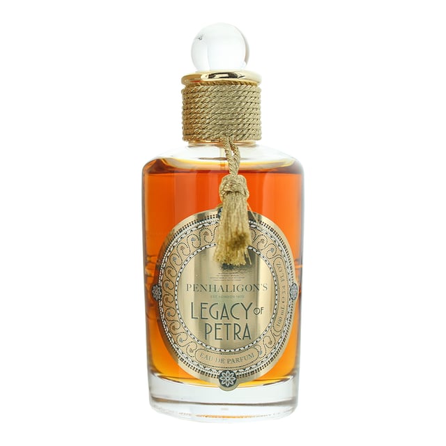 Legacy Of Petra, launched in 2022, is a Spicy Sweet fragrance for both men and women made by Penhaligon's. Perfect for Spring, Winter and Fall, this fragrance is mostly worn at any time of the day. Created by Natalie Gracia-Cetto, this fragrance contains top notes of Bergamot, Fennel Seed and Green Tea. Middle notes of this fragrance are Cistus, Liquorice and Myrrh with base notes of Benzoin, Belambre, Myrrh and Vanilla. This fragrance is part of the Trade routes collection. Penhaligon's Legacy of Petra Eau de Parfum is a mystical and exotic fragrance inspired by the ancient city of Petra, blending warm spices, rich resins, and sensual woods. Perfect for those who love mysterious and opulent scents, Legacy of Petra is ideal for evening wear and cooler seasons, exuding a sense of adventure, sophistication, and timeless allure.