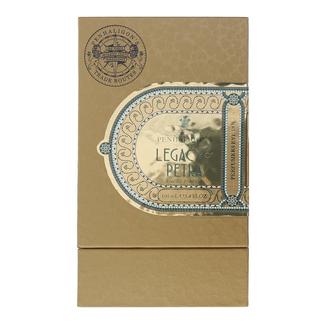 Legacy Of Petra, launched in 2022, is a Spicy Sweet fragrance for both men and women made by Penhaligon's. Perfect for Spring, Winter and Fall, this fragrance is mostly worn at any time of the day. Created by Natalie Gracia-Cetto, this fragrance contains top notes of Bergamot, Fennel Seed and Green Tea. Middle notes of this fragrance are Cistus, Liquorice and Myrrh with base notes of Benzoin, Belambre, Myrrh and Vanilla. This fragrance is part of the Trade routes collection. Penhaligon's Legacy of Petra Eau de Parfum is a mystical and exotic fragrance inspired by the ancient city of Petra, blending warm spices, rich resins, and sensual woods. Perfect for those who love mysterious and opulent scents, Legacy of Petra is ideal for evening wear and cooler seasons, exuding a sense of adventure, sophistication, and timeless allure.
