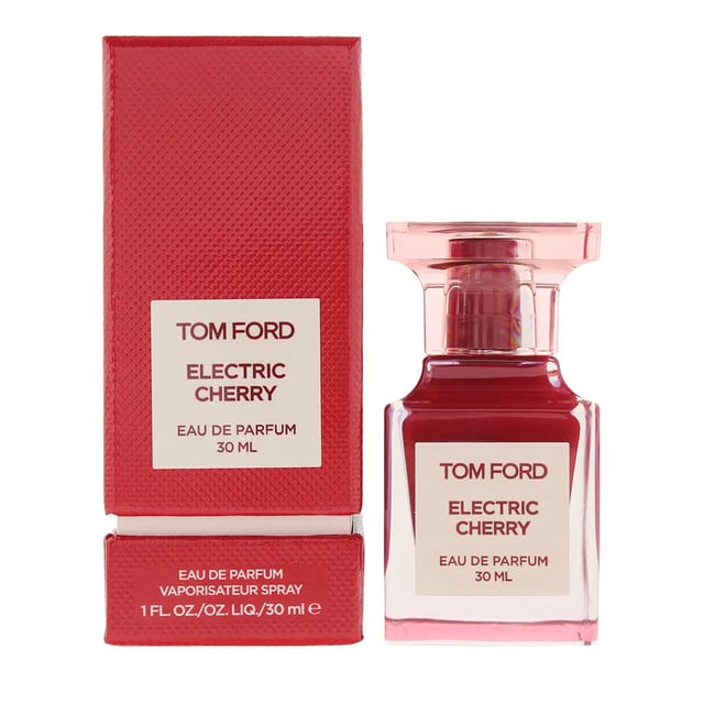 Tom Ford Electric Cherry Eau de Parfum 30ml Spray Unisex Electric Cherry by Tom Ford is a vibrant Floral Fruity fragrance for both women and men, launched in 2023. It opens with a burst of Cherry and Ginger, creating a fresh and energetic start. The heart reveals the delicate richness of Jasmine Sambac, while the base notes of Pink Pepper, Ambrettolide, and Musk add depth and warmth. This bold and modern scent is perfect for those seeking a playful yet sophisticated fragrance with a unique, electrifying twist.