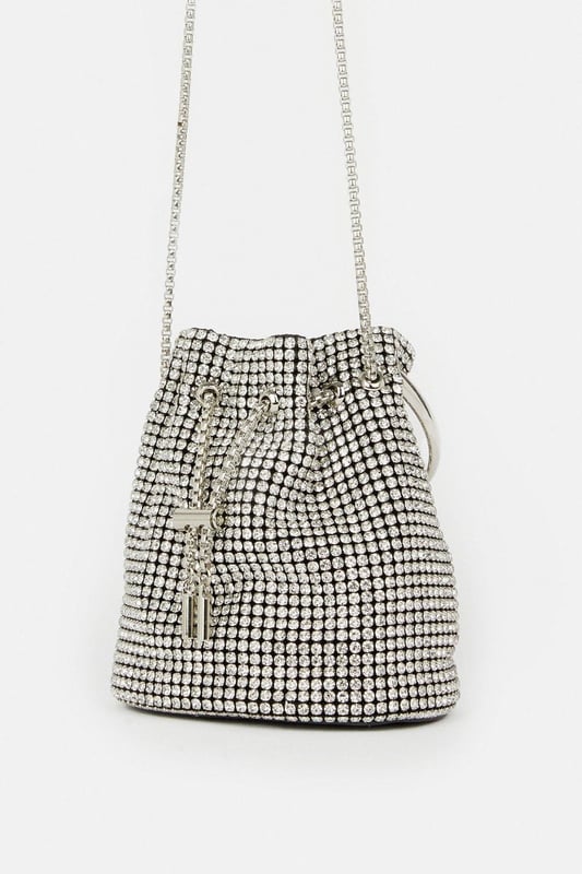 Rhinestone Bucket Hoop Clutch Bag