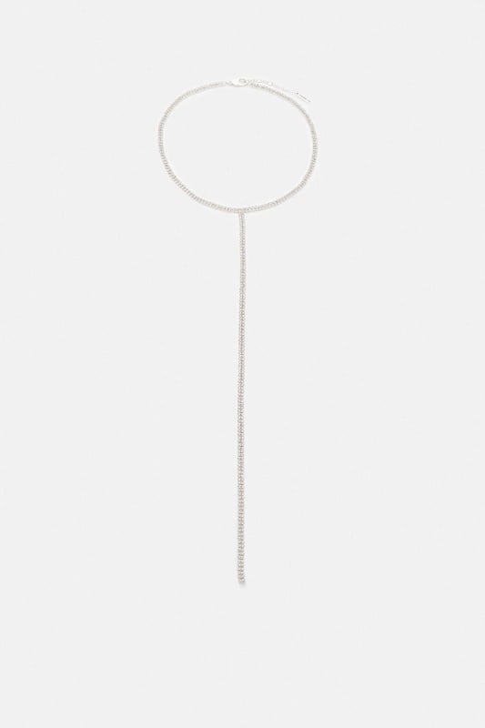 Silver Plated Diamante Drop Necklace Embrace the finer things in life with this diamante drop necklace. Designed in a premium silver-plated finish, the piece is a luxurious addition to any jewellery collection.Style: NecklaceDesign: PlainFabric: MetalBrowse this seasons women's jewellery or discover the full range of women's accessories now.
