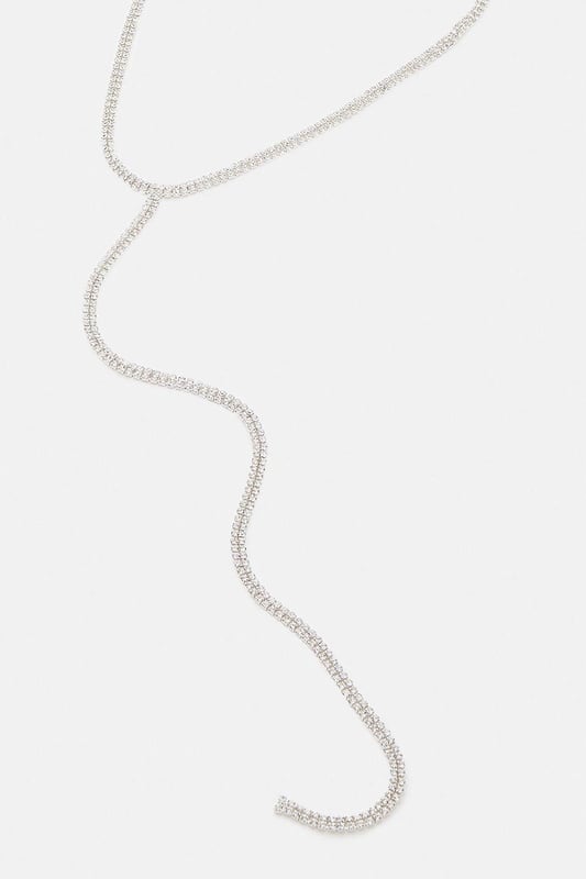 Silver Plated Diamante Drop Necklace Embrace the finer things in life with this diamante drop necklace. Designed in a premium silver-plated finish, the piece is a luxurious addition to any jewellery collection.Style: NecklaceDesign: PlainFabric: MetalBrowse this seasons women's jewellery or discover the full range of women's accessories now.