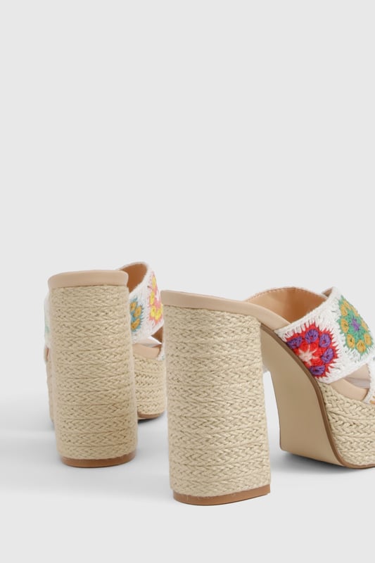 Crochet Crossover Cork Heeled Mules We'll make sure your shoes keep you one stylish step ahead of the crowdWhether you're keeping it simple in sliders, living the high life in heels or joining the fash pack in flatforms, you'll be heading to shoe heaven with our fashion-forward footwear collection. Boots are your day-to-night bestfriend, giving a floral dress that tough twist - add a biker jacket for even more attitude. Find your summer feet in jelly sandals and enjoy balmy nights in block heels.