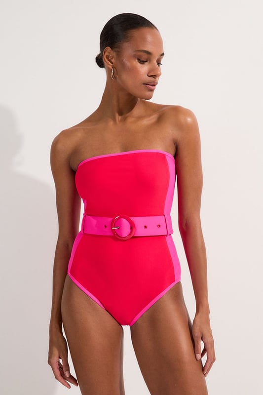 Strapless Belt Swimsuit Trendyol Collection Green Belt Strapless