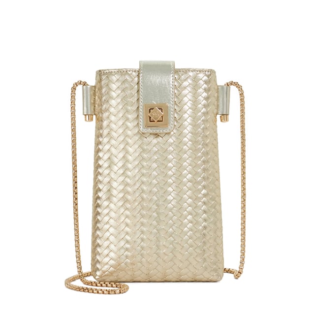 Dune Accessories Keystone - Woven Cross Body Turn Lock Purse Treat yourself to timeless style with the Keystone Cross-Body Bag.Perfectly sized for your small essentials, this versatile micro bag is crafted with a classic woven finish that adds texture and elegance to any outfit. The chic chain strap and gold-tone branding elevate your everyday look, while the signature turn-lock fastening and printed lining provide both function and flair. Compact yet statement-making, Keystone is your go-to companion for effortless sophistication.