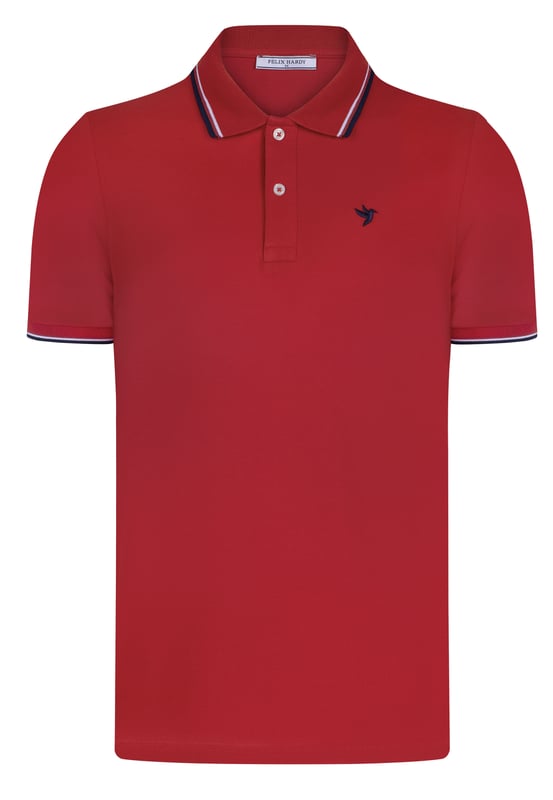 Polo Shirt Kurz Arm Pique Baumwolle Das Felix Hardy Herren-Poloshirt mit kurzen Ärmeln ist ein zeitloses Kleidungsstück, das Komfort und Stil vereint. Aus einem atmungsaktiven, leichten Stoff gefertigt, bietet es hervorragende feuchtigkeitsableitende Eigenschaften, damit Sie den ganzen Tag kühl und trocken bleiben. Der klassische Polokragen und die Knopfleiste verleihen eine gepflegte, aber legere Optik, ideal für verschiedene Anlässe. Die taillierte Passform sorgt für eine moderne Silhouette, während die kurzen Ärmel und die weiche Textur uneingeschränkte Bewegungsfreiheit bieten. Ob für einen entspannten Ausflug oder eine semi-formelle Veranstaltung – dieses Poloshirt ist eine vielseitige Bereicherung für jede Garderobe.
