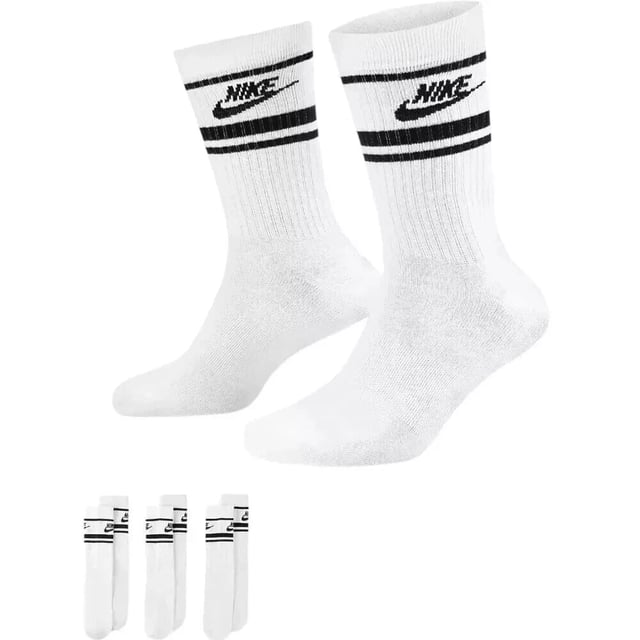 These Nike Men's DX5089 Crew Socks offer versatile comfort for every occasion—whether it’s business, casual, formal, or workwear. Crafted from a breathable blend of 97% polyester and 3% elastane, they’re machine washable and designed for all-season wear. The mid-calf length and Nike's signature Dri-FIT technology ensure all-day comfort and moisture control. Available in packs of 3 or 6 pairs, these socks are an ideal everyday essential for men seeking both style and performance.