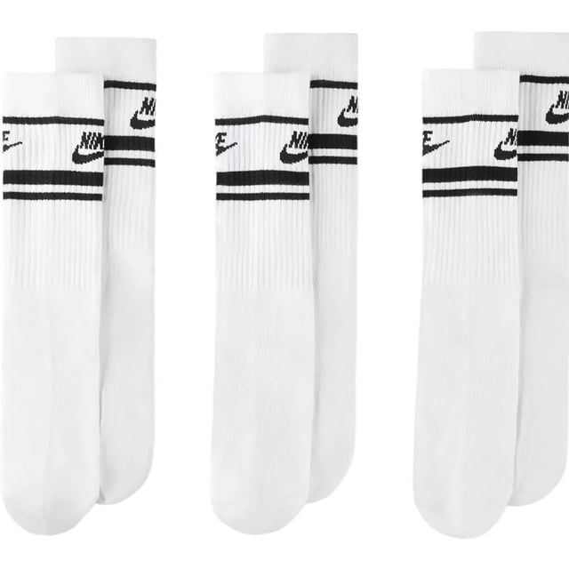 These Nike Men's DX5089 Crew Socks offer versatile comfort for every occasion—whether it’s business, casual, formal, or workwear. Crafted from a breathable blend of 97% polyester and 3% elastane, they’re machine washable and designed for all-season wear. The mid-calf length and Nike's signature Dri-FIT technology ensure all-day comfort and moisture control. Available in packs of 3 or 6 pairs, these socks are an ideal everyday essential for men seeking both style and performance.