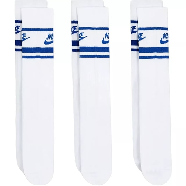 These Nike Men's DX5089 Crew Socks offer versatile comfort for every occasion—whether it’s business, casual, formal, or workwear. Crafted from a breathable blend of 97% polyester and 3% elastane, they’re machine washable and designed for all-season wear. The mid-calf length and Nike's signature Dri-FIT technology ensure all-day comfort and moisture control. Available in packs of 3 or 6 pairs, these socks are an ideal everyday essential for men seeking both style and performance.
