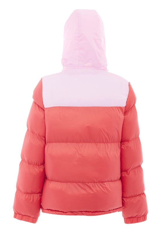 Mymo Gewatteerd gewatteerd jack Dames Zomerrood zoetroze Nu komt kleur in het spel. De gewatteerde pufferjassen van myMo ATHLSR zorgen met hun tweekleurige look voor een winterhighlight. Uitgerust met een capuchon, zijzakken met ritssluiting, verstelbare manchetten en een elastisch trekkoord in de zoom, kan het trendy ontwerp je op een ontspannen manier beschermen tegen lage temperaturen. Het synthetische vulmateriaal isoleert – ook zonder toevoeging van dierlijke producten. Jas