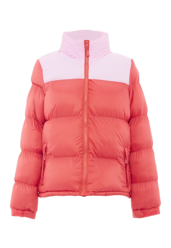 Mymo Gewatteerd gewatteerd jack Dames Zomerrood zoetroze Nu komt kleur in het spel. De gewatteerde pufferjassen van myMo ATHLSR zorgen met hun tweekleurige look voor een winterhighlight. Uitgerust met een capuchon, zijzakken met ritssluiting, verstelbare manchetten en een elastisch trekkoord in de zoom, kan het trendy ontwerp je op een ontspannen manier beschermen tegen lage temperaturen. Het synthetische vulmateriaal isoleert – ook zonder toevoeging van dierlijke producten. Jas