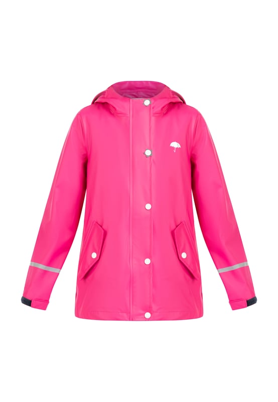 Schmuddelwedda Regenjas Meisje ROZE-280 Buiten spelen en rennen, ook als het regent? In elk geval! Want met de regenjas van Schmuddelwedda zijn de kids goed beschermd. Het hoogwaardige buitenmateriaal is dankzij de coating volledig waterdicht en de naden zijn geseald zodat er geen vocht doordringt. Een zachte jersey gemêleerde voering eronder zorgt voor veel comfort. De lichtreflecterende strepen op de mouwen en de capuchon bieden bescherming en veiligheid, terwijl de logoprints en drukknopen in bloemenlook vooral populair zijn bij meisjes. Regenjas