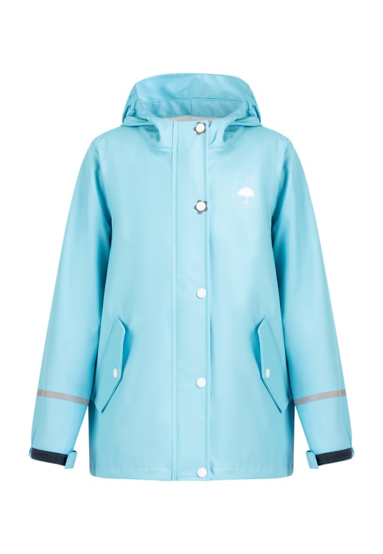 Draußen Spielen und Toben, auch wenn es regnet? Auf jeden Fall! Denn mit der Regenjacke von Schmuddelwedda sind die Kids bestens geschützt. Das hochwertige Außenmaterial ist dank Beschichtung absolut wasserdicht und auch die Nähte sind so fest versiegelt, dass keine Nässe durchkommt. Darunter sorgt ein weiches Jersey-Melange-Futter für viel Tragekomfort. Schutz und Sicherheit verleihen die lichtreflektierenden Streifen an den Ärmeln sowie die Kapuze, während die Logo-Prints und die Druckknöpfe in Blümchenoptik besonders bei den Mädels hoch im Kurs stehen.  Regenjacke