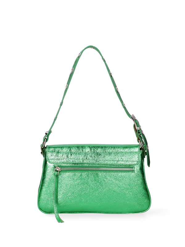 Roberta Rossi Bolsa de hombro Mujer Bolso bandolera para mujer. El cierre es con botón magnético. Los bolsillos internos son uno con cremallera. Los bolsillos externos son uno delantero con cremallera y otro trasero con cremallera. La bandolera es ajustable y extraíble en piel. El mango es de cuero. Hay un compartimento interno. El material exterior es piel auténtica laminada. Internamente está forrado en tejido 70% algodón - 30% seda. Medidas: 28x15x5 cm. Hecho en Italia