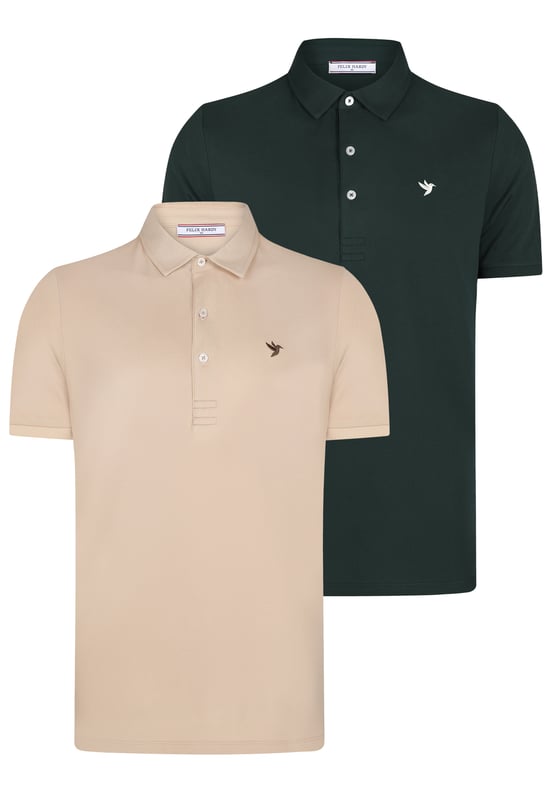 Kurz Arm 2 Pack Polo Shirt Das Felix Hardy Herren-Poloshirt mit kurzen Ärmeln ist ein zeitloses Kleidungsstück, das Komfort und Stil vereint. Aus einem atmungsaktiven, leichten Stoff gefertigt, bietet es hervorragende feuchtigkeitsableitende Eigenschaften, damit Sie den ganzen Tag kühl und trocken bleiben. Der klassische Polokragen und die Knopfleiste verleihen eine gepflegte, aber legere Optik, ideal für verschiedene Anlässe. Die taillierte Passform sorgt für eine moderne Silhouette, während die kurzen Ärmel und die weiche Textur uneingeschränkte Bewegungsfreiheit bieten. Ob für einen entspannten Ausflug oder eine semi-formelle Veranstaltung – dieses Poloshirt ist eine vielseitige Bereicherung für jede Garderobe.