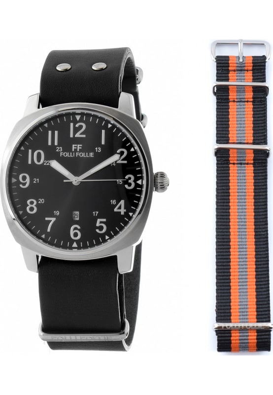 Folli Follie WF14T001SDNN - Damenuhr Quarz aus Edelstahl• Material: Edelstahl• Glas: Mineral• Armband: Leder• Farbe: Gold• Wasserbeständigkeit: 0 m (0 ATM)• Gehäusegröße: 42 mm