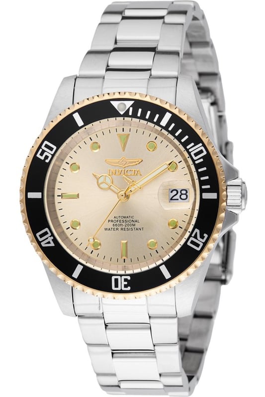 El Invicta 49317 tiene una caja de acero inoxidable de 40 millimetros con una esfera oro.
Esta modelo funciona con un movimiento de Automático preciso.
Resistencia a la presión de aqua de 20 bares.
Este modelo es parte de la colección Invicta Pro Diver.

2 años de garantía Invicta.