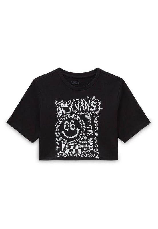 Add a playful edge to your casual wardrobe with the Vans Forever Checker T-Shirt. Made from soft 100% cotton, this short-sleeve tee features a classic crew neckline and eye-catching checkerboard-inspired graphic on the front. The cropped silhouette offers a trendy, laid-back vibe—perfect for pairing with high-waisted jeans, skirts, or shorts. Key Features: Soft and breathable 100% cotton fabric for all-day comfort Cropped length for a modern, youthful look Bold checkerboard-inspired graphic print on the front Classic crew neck and short sleeves for easy styling Ideal for everyday wear, from relaxed weekends to festival-ready fits A perfect blend of comfort and iconic Vans street style.