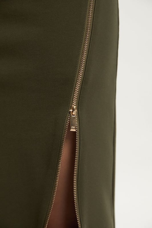 Ponte Envelope Neck Dress With Zip Split Detail Ponte Envelope Neck Dress With Zip Split Detail