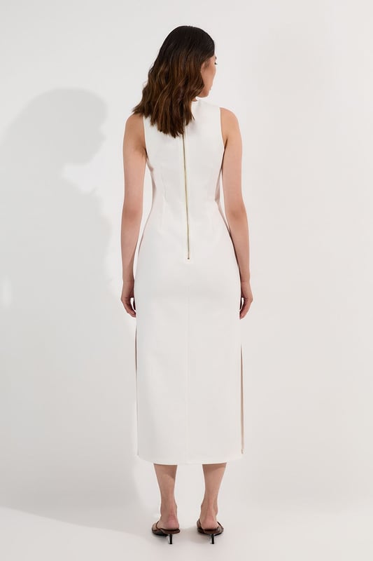 chinese dress ladies Karen Millen White Halter Neck Pleated Maxi Dress UK 8 main image 1