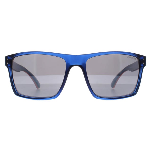 Superdry Square Mens Navy and Black Silver Mirror Kobe  Sunglasses are a perfect combination of sporty and stylish design. The temples of the glasses feature the iconic Superdry logo, adding a touch of designer flair. These sunglasses are perfect for those who want to add a sporty edge to their look and are versatile enough to pair with any outfit, whether you're dressing up or down.