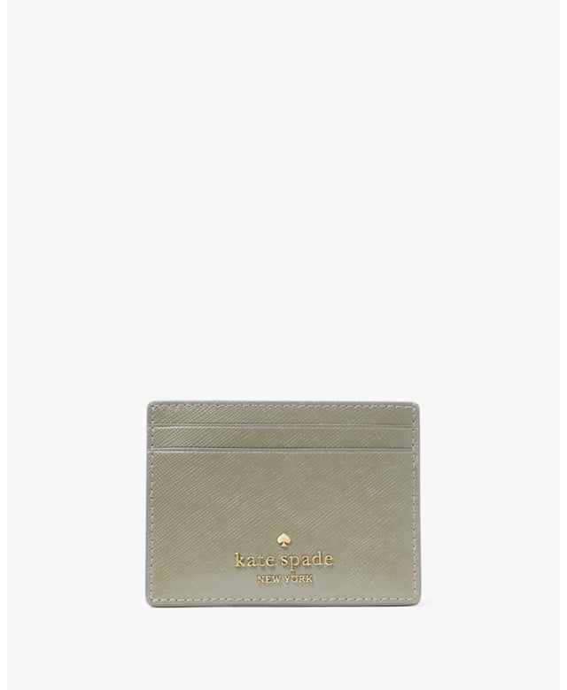 Here's A Place To Stash Concert Tickets, Photographs, Secret Love Notes...Oh, And Credit Cards Of Course., Madison Saffiano Leather Small Slim Card Holder, Metal Pinmount With Spade, 4 Cc Slots, Open Middle Compartment,  Length: 1.00 Cm,  Width: 7.50 Cm,  Height: 10.00 Cm