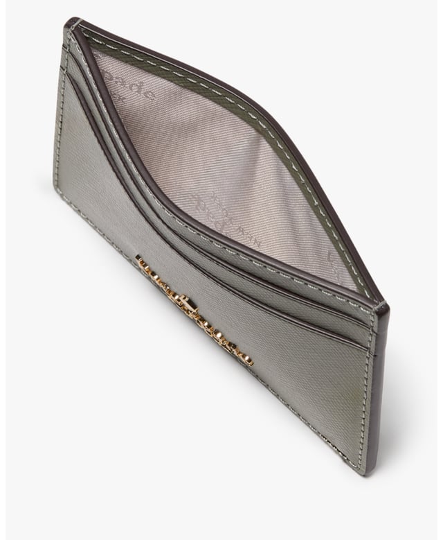 Here's A Place To Stash Concert Tickets, Photographs, Secret Love Notes...Oh, And Credit Cards Of Course., Madison Saffiano Leather Small Slim Card Holder, Metal Pinmount With Spade, 4 Cc Slots, Open Middle Compartment,  Length: 1.00 Cm,  Width: 7.50 Cm,  Height: 10.00 Cm