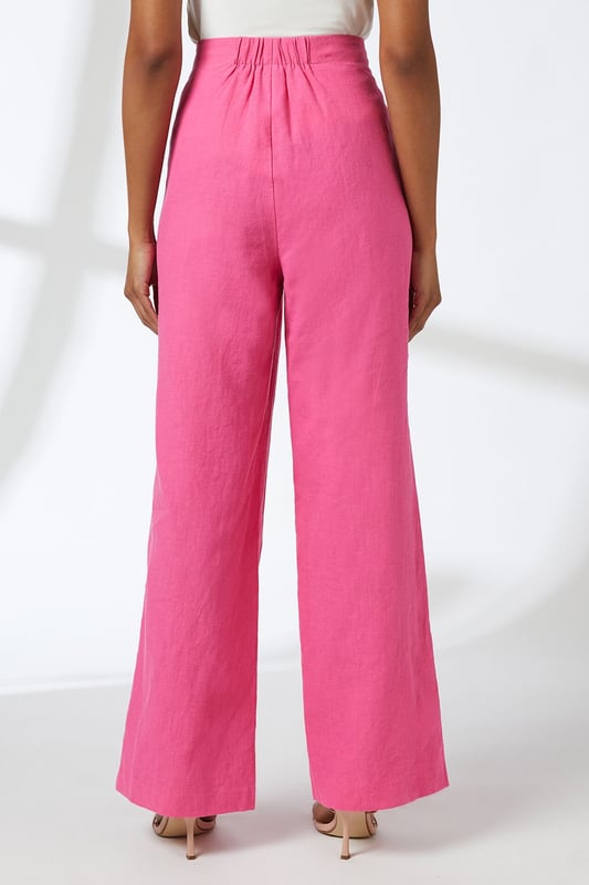Crafted from a breathable linen-cotton blend fabric, perfect for warm-weather comfort
        Straight leg silhouette offers a timeless, flattering fit that complements all body types
        High-rise waistband with front pleating detail creates a polished, structured look
        Practical side pockets provide convenient storage for small essentials
        Versatile full-length design that works beautifully with both casual and smart-casual outfits
    
    These Principles straight leg trousers showcase the natural texture of linen for effortless daytime sophistication. The relaxed straight cut creates a clean silhouette while allowing comfortable movement throughout the day. Style with the matching peplum top as shown for a coordinated summer ensemble, or pair with a simple t-shirt and trainers for a more casual approach. The breathable fabric makes these trousers ideal for family gatherings, weekend brunches, or casual office environments. For a polished daytime look, team with a crisp white blouse and flat sandals, adding a structured tote bag to complete the outfit. These trousers transition beautifully from spring through autumn when layered appropriately, making them a versatile addition to your wardrobe.