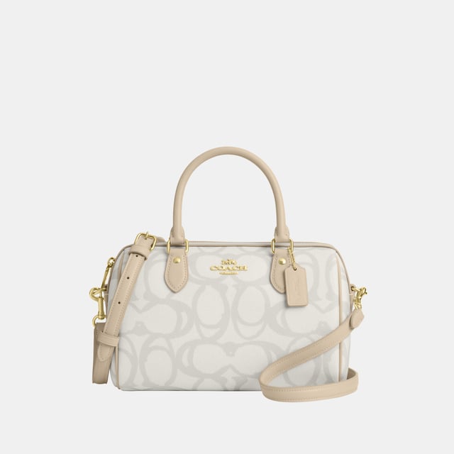 Rowan Satchel in Sketch Signature Canvas, Inside zip and multifunction pockets, Outside zip pocket,  Length: 25.50 cm,  Width: 14.00 cm,  Height: 17.00 cm