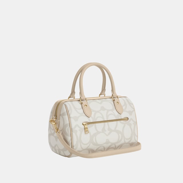 Rowan Satchel in Sketch Signature Canvas, Inside zip and multifunction pockets, Outside zip pocket,  Length: 25.50 cm,  Width: 14.00 cm,  Height: 17.00 cm