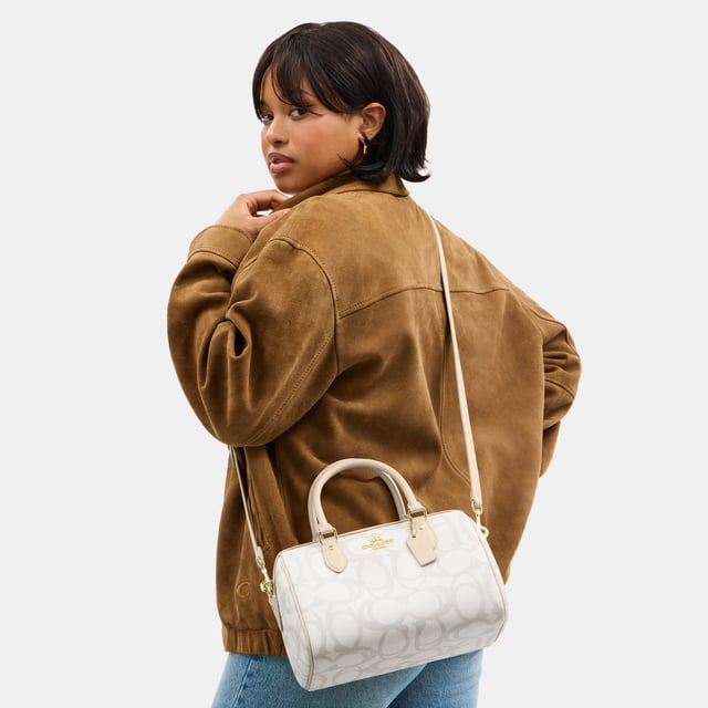 Rowan Satchel in Sketch Signature Canvas, Inside zip and multifunction pockets, Outside zip pocket,  Length: 25.50 cm,  Width: 14.00 cm,  Height: 17.00 cm
