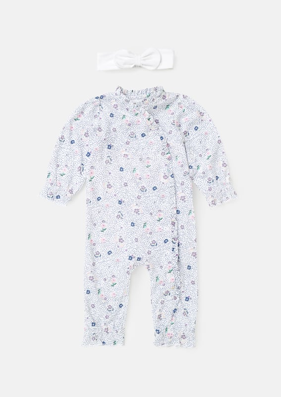 Yeah baby! They'll be the smartest baby in the park in our new Danni babygrow and matching headband. Crafted from super soft cotton in an adorable   spot floral print.