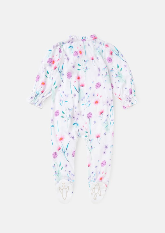 Bloomin' cute! This charming floral print babygrow with soft gathered cuffs and matching headband is the perfect pick for your little bud to blossom in comfort and style.