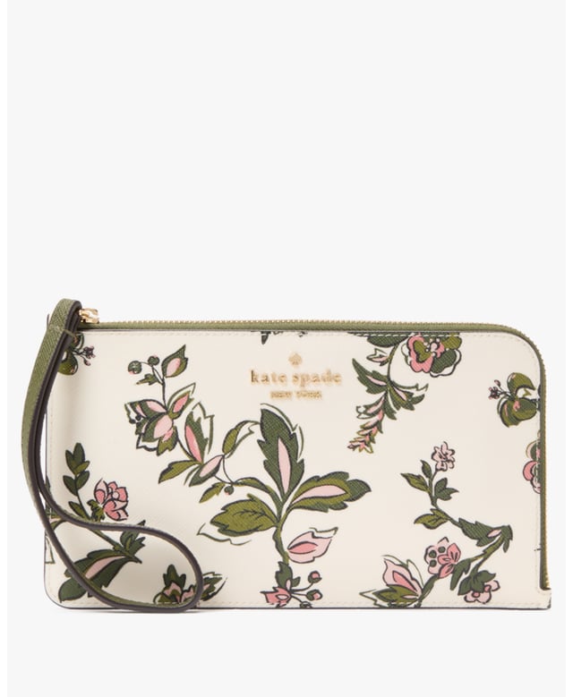 Lucy Floral Medium L-Zip Wristlet, Lucy Forest Blooms Printed Medium L-Zip Wristlet, Fits Largest Iphone, 3 Cc Slots, Back Slip Pocket,  Length: 20.00 Cm,  Height: 12.00 Cm