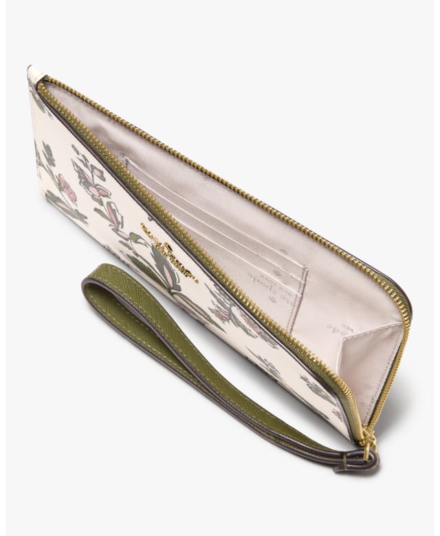 Lucy Floral Medium L-Zip Wristlet, Lucy Forest Blooms Printed Medium L-Zip Wristlet, Fits Largest Iphone, 3 Cc Slots, Back Slip Pocket,  Length: 20.00 Cm,  Height: 12.00 Cm