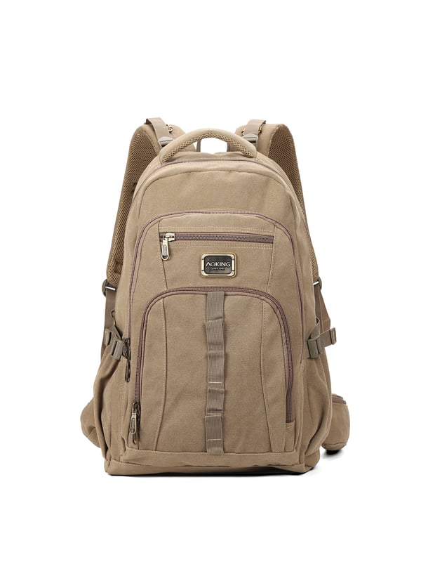 Aoking Mochila Unisexo Mochila unisex. El cierre es con cremallera. Los bolsillos internos son bolsillos multifuncionales. Hay tres bolsillos externos con cremallera y dos laterales abiertos. Falta la correa para el hombro. El asa es de tela. Hay un compartimento interno. El material exterior es poliéster. Internamente está forrado en poliéster. Medidas: 55x34x16 cm. Producto de moda