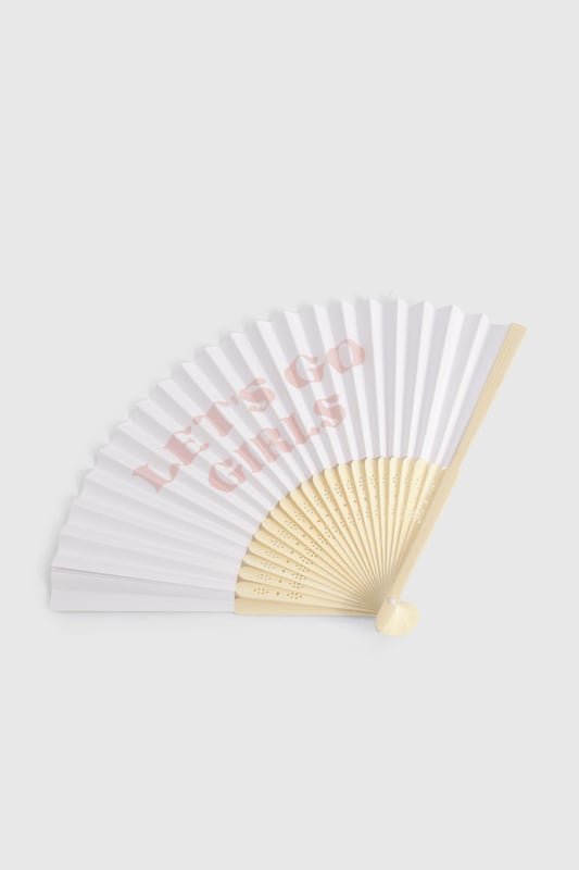 Stylish folding fan with playful Hen Party slogan in soft pink lettering
        Elegant wooden ribs providing sturdy structure and traditional appeal
        Lightweight design perfect for keeping cool during celebration activities
        Folds completely flat for easy storage in clutch bags or pockets
        Makes for a charming keepsake or photo prop for the bridal party
    
    Add a touch of fun and practicality to your hen celebrations with this delightful folding fan. The crisp white fabric showcases a playful Hen Party slogan, making it both a functional accessory and a brilliant prop for group photos. Perfect for summer celebrations or heated dance floors, this fan offers a refreshing breeze whilst keeping the party spirit alive. Present to your bridal squad as part of their welcome gifts, or use as a coordinated accessory that unites the group during daytime activities or evening festivities. The classic design with wooden ribs ensures durability throughout your special celebrations, whilst the compact folding nature means it can be easily tucked away when not in use. A thoughtful addition to any hen party that combines style with practicality for memorable moments with your closest friends.