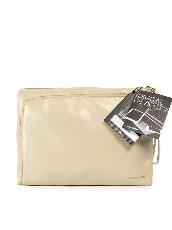 Unisex clutch tas met ritssluiting. twee open binnenzakken. één voorkant met ritssluiting en één achterkant met externe zakken met rits. verstelbare en afneembare lederen schouderband. ontbrekend handvat. een binnencompartiment.  extern materiaal. polyester binnenkant. Afmetingen: 32x23x5,5 cm. Modeproduct