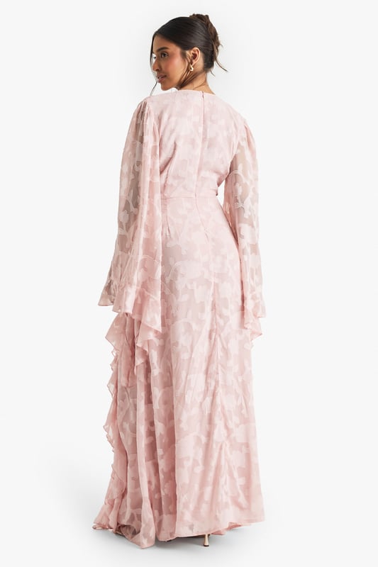 Textured Split Cut Out Maxi Dress