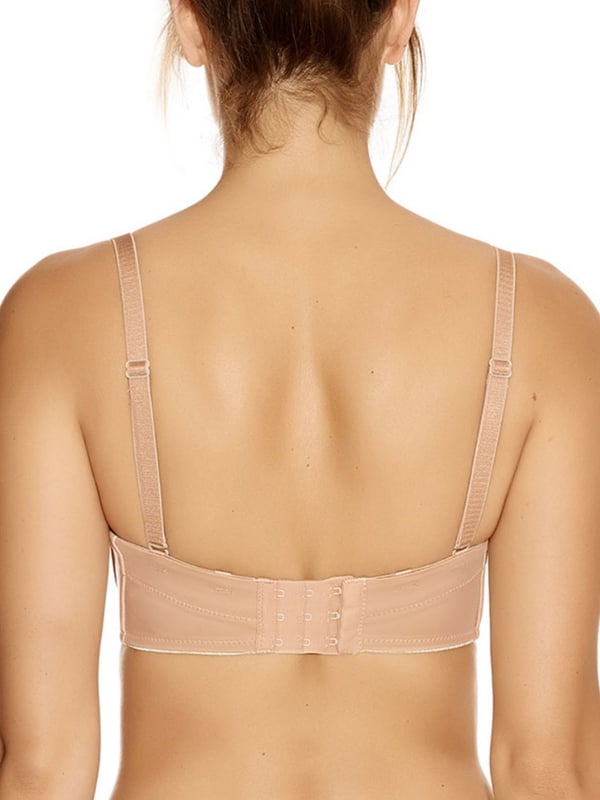 Fantasie Smoothing Moulded Strapless Bra in Nude. With gripper elastic, medium coverage and adjustable straps. Product is made of 8% Nylon/Polyamide, 6% Cotton, 2% Elastane, 51% Polyester, 33% Polyurethane and is hand-wash only.