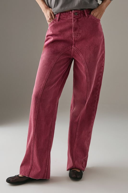 Distinctive raw waist seam detail creates a contemporary silhouette
        Relaxed dad jean fit offers exceptional comfort for all-day wear
        Washed denim finish gives these jeans a lived-in, authentic look
        Practical rear patch pockets add functionality to the design
        Wide leg shape with a subtle flare complements various body types
    
    These Warehouse dad jeans redefine casual cool with their distinctive seam detailing and relaxed silhouette. The washed denim construction offers both durability and comfort, making them perfect for your everyday rotation. Style them as seen with a crisp white t-shirt for an effortlessly chic look, or dress them up with a fitted blouse and ankle boots for evening drinks. The versatile wide-leg shape pairs brilliantly with chunky loafers for a nod to 90s nostalgia, or trainers for running weekend errands. These jeans shine at casual gatherings where comfort meets style - think Sunday brunches, shopping trips with friends, or relaxed family gatherings. Their timeless appeal and cotton composition ensure they'll remain a wardrobe staple for seasons to come, adapting seamlessly to your personal style journey.