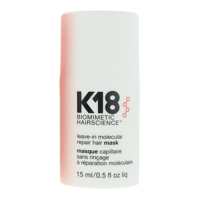 Leave-In Repair Hair Mask by K18 is a highly effective, restorative treatment designed to repair damaged hair from deep within. 

Powered by K18’s patented bioactive peptide technology, this lightweight leave-in mask works to rebuild keratin chains, renewing strength, softness, and elasticity in just 4 minutes.  

Ideal for all hair types, including colour-treated and chemically processed hair, this mask helps reverse damage caused by heat, bleach, color, and styling. Hair feels noticeably healthier, stronger, and smoother with each use—without weighing it down.  

How to Apply: 

Shampoo your hair (do not use conditioner). 

Towel-dry hair thoroughly. 

Apply 1–3 pumps of the mask evenly from mid-lengths to ends, depending on hair length and thickness. Let sit for 4 minutes to activate. 

Do not rinse out. 

Style as usual. 

Use for the first 4–6 washes, then as needed to maintain hair strength and resilience.