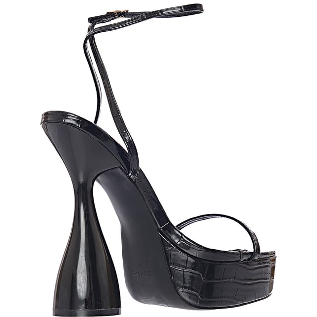 Upper: 100% Polyurethane, Lining: 100% Polyurethane, Sole: 100% Rubber Womens Simmi London Wide Fit Flare Heel  In Black