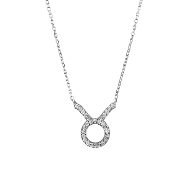 Embrace the wonders of the universe with our Zodiac Star Sign Pendant Necklace Silver! This piece is perfect for those looking to add a hint of timeless, celestial charm to any look.At the heart of this jewellery design lies its centrepiece, a stunning motif hand set with multifaceted white zircons in the design of your zodiac sign symbol.Those born under the sign of Taurus are known to be tenacious, reliable and practical. They don't like taking risks and instead prefer to take a steady approach to life. With their birthdays ranging from April 20th to May 20th, Taurians are also known for their love of comfort and luxury in all aspects of life.This necklace is finished off with a lobster clasp and size adjuster allowing you to wear at either a 40cm or 45cm chain length! Lightweight, weighing just 2.6 grams, it is made of 925 sterling silver and is perfect for accessorizing any ensemble - from casual to formal.With its unparalleled craftsmanship, this captivating piece exudes effortless style and charm, making it a truly remarkable accessory. Get yours now and show off the fashionista inside you.