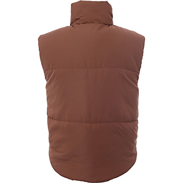 Threadbare Womens Brown Giraffe Padded Gilet Main: 100% Polyester. The Threadbare Giraffe padded gilet is a stylish addition to any wardrobe, perfect for those chilly days when you need an extra layer of warmth. Its sleeveless design and high collar make it a versatile piece that can be worn over a sweater or under a coat, while the zip fastening and side pockets add practicality and convenience. Made from 100% polyester, it's not only fashionable but also durable and easy to care for. Whether you're out for a walk in the countryside or running errands in the city, this chocolate brown gilet will keep you cozy and chic.